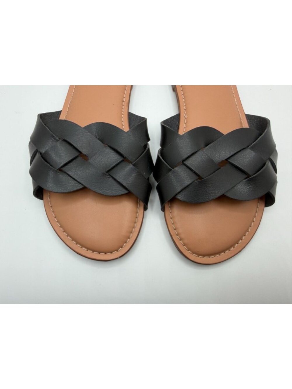 Torrid Black Woven Slide Sandals Women Size 8.5W Faux Leather Open Toe Shoes - Picture 5 of 14